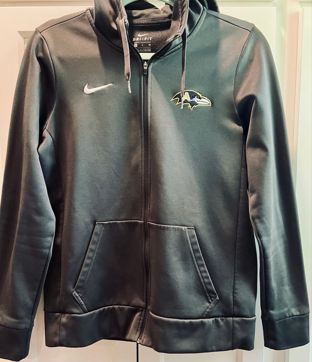 Women’s Nike size small polyester Eagles Jacket.  Black Zip Front.